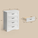 Tall Wood Dresser with Large Drawer & Delicate Handles for Closet, Living Room, Hallway - White