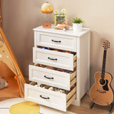 Tall Wood Dresser with Large Drawer & Delicate Handles for Closet, Living Room, Hallway - White