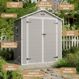 6' x 4.4' Plastic Outdoor Shed for Patio, Backyard, Garden, Patio, Lawn - Gray