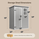 5' x 3' Plastic Outdoor Shed  for Patio - Gray