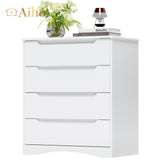 32" H 4 Drawer Dresser with Storage and Handles - White