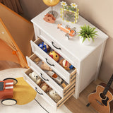 Tall Wood Dresser with Large Drawer & Delicate Handles for Closet, Living Room, Hallway - White