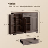 42.3 "W Coffee Bar with Doors and Drawer - Brown