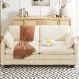 Sofa, Couches for Living Room, Double Layer Cushion with Deep Seat & 2 Armrest Pillows for Bedroom Apartment Office, Corduroy Fabric, Beige