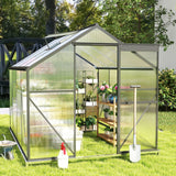 8' x 6' Greenhouse for Outside, Asofer Heavy Duty Polycarbonate Garden Plants Storage Shed, Aluminum Frame for Patio