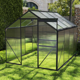 8' x 6' Greenhouse for Outside, Asofer Heavy Duty Polycarbonate Garden Plants Storage Shed, Aluminum Frame for Patio