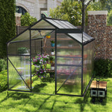 8' x 6' Greenhouse for Outside, Asofer Heavy Duty Polycarbonate Garden Plants Storage Shed, Aluminum Frame for Patio