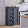 Aiho 33.5" H Kitchen Pantry Storage Cabinet with 1 Door & 3 Drawers & 3 Adjustable Shelves, Modern Kitchen Storage Cabinets for Living Room, Dining Room, Gray