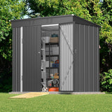 6' x 4' Outdoor Storage Shed with Double Lockable Doors - Gray