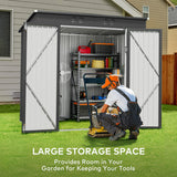 6' x 4' Outdoor Storage Shed with Double Lockable Doors - Gray