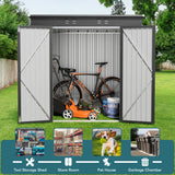 6' x 4' Outdoor Storage Shed with Double Lockable Doors for Backyard Patio Lawn - Gray