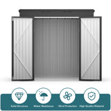 6' x 4' Outdoor Storage Shed with Double Lockable Doors - Gray