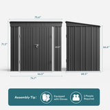 6' x 4' Outdoor Storage Shed with Double Lockable Doors for Backyard Patio Lawn - Gray