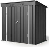 6' x 4' Outdoor Storage Shed with Double Lockable Doors - Gray