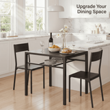 Asofer 3 Piece 2 Person Dining Table Set, Compact Space Saving Kitchen Table and Chairs Combo, Small Apartment Dorm Breakfast Nook Work Study Desk, Back to School Furniture for College Student, Black