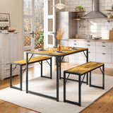 Asofer 3 Piece Dining Room Table Set, Black Bench Table Set, Kitchen Table Set for Corner Breakfast Nook