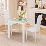 Dining Table Set for 2, Asofer 3 Pieces  Kitchen Table and PU Leather Chairs Set for Small Space, White (Copy)