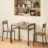 Asofer 3 Piece 2 Person Dining Table Set, Compact Space Saving Kitchen Table and Chairs Combo, Small Apartment Dorm Breakfast Nook Work Study Desk, Back to School Furniture for College Students, Gray