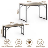 Asofer 45.5" Small Kitchen Dining Table Set with 2 Benches, Multi-Use as Coffee Table/Shoe Bench, Grey