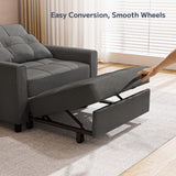 Asofer 3-in-1 Convertible Sleeper Sofa Bed, Adjustable Futon Couch Recliner with Metal Frame for Living Room, Home & Office - Dark Gray