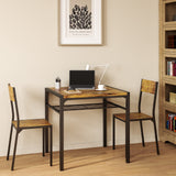 Asofer 3 Piece 2 Person Dining Table Set, Compact Space Saving Kitchen Table and Chairs Combo, Small Apartment Dorm Breakfast Nook Work Study Desk, Back to School Furniture for College Student, Brown (Copy)