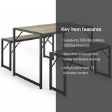 Asofer 45.5" Small Kitchen Dining Table Set with 2 Benches, Multi-Use as Coffee Table/Shoe Bench, Grey