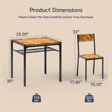 Asofer 3 Piece 2 Person Dining Table Set, Compact Space Saving Kitchen Table and Chairs Combo, Small Apartment Dorm Breakfast Nook Work Study Desk, Back to School Furniture for College Student, Brown (Copy)