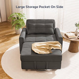 Asofer 3-in-1 Convertible Sleeper Sofa Bed, Adjustable Futon Couch Recliner with Metal Frame for Living Room, Home & Office - Dark Gray