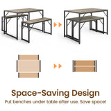 Asofer 45.5" Small Kitchen Dining Table Set with 2 Benches, Multi-Use as Coffee Table/Shoe Bench, Grey