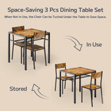 Asofer 3 Piece 2 Person Dining Table Set, Compact Space Saving Kitchen Table and Chairs Combo, Small Apartment Dorm Breakfast Nook Work Study Desk, Back to School Furniture for College Student, Brown (Copy)