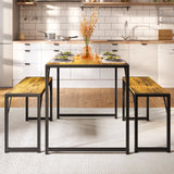 Asofer 3 Piece Dining Room Table Set, Black Bench Table Set, Kitchen Table Set for Corner Breakfast Nook