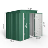 Asofer 6 x 4 FT Galvanized Metal Outdoor Storage Shed, Lockable Double Door Garden Utility Shed for Backyard Patio Lawn, Green