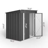 Asofer 6x4 FT Alloy Steel Outdoor Storage Shed, Single Dark Gray All-Weather Metal Utility Tool Shed with Lockable Door, Heavy Duty Outdoor Organizer Shed for Backyard Patio Garden Lawn, Dark Gray
