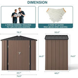 Asofer 6 ft. W x 4 ft. D（25.3 sq. ft.）Galvanized Metal Outdoor Storage Shed, Light Brown