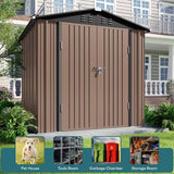 Asofer 6 ft. W x 4 ft. D（25.3 sq. ft.）Galvanized Metal Outdoor Storage Shed, Light Brown