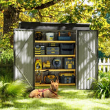 Asofer 6x4 FT Alloy Steel Outdoor Storage Shed, Single Dark Gray All-Weather Metal Utility Tool Shed with Lockable Door, Heavy Duty Outdoor Organizer Shed for Backyard Patio Garden Lawn, Dark Gray