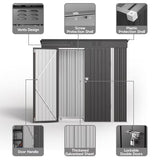 Asofer 6x4 FT Alloy Steel Outdoor Storage Shed, Single Dark Gray All-Weather Metal Utility Tool Shed with Lockable Door, Heavy Duty Outdoor Organizer Shed for Backyard Patio Garden Lawn, Dark Gray