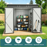 Asofer 6x4 ft Metal Outdoor Storage Shed, Double Lockable Doors, Dark Gray All-Weather Garden Shed for Backyard Patio Lawn