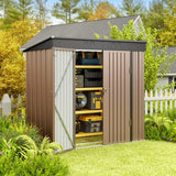 Asofer 6' x 4' (25.3 sq. ft. )Outdoor Storage Shed with Double Lockable Doors, Anti-Corrosion Metal Garden Shed, for Backyard Patio Lawn, Dark Gray