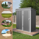 Asofer 5' x 3' FT Outdoor Storage Metal Shed, with 2 Sliding and Lockable Door, Dark Gray