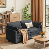 Asofer 75" 2-Seater Modern Overstuffed Cloud Sofa with Double Layer High-Resilience Cushion, Pet & Kid Friendly Corduroy Fabric, Removable Washable, Dark Gray for Living Room & Small Spaces
