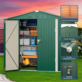 6' x 4' Outdoor Storage Shed with Lockable Door, Aiho Metal Garden Shed, House Storage Sheds Outdoor for Backyard, Garden & Patio Organization - Green