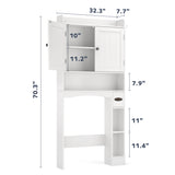 Over The Toilet Storage Cabinet，Asofer 71"H  Bathroom Organizer with Adjustable Shelves & Doors for Bathroom, Laundry, White