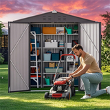 6' x 4' Outdoor Storage Shed with Lockable Door, Aiho Metal Garden Shed, House Storage Sheds Outdoor for Backyard, Garden & Patio Organization - Dark Gray