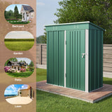 Asofer Outdoor Metal Storage Shed Galvanized Steel Tool House with Lockable Doors & Vents Waterproof for Backyard Garden Patio, Green