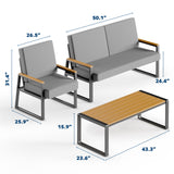 Asofer 4-PCS Patio Furniture Set, Outdoor Conversation Set for lawn, Yard, Poolside, Gray