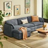 110.2" Cloud Sectional Couch with L-Shape Chaise,Lofka Modern Modular Sofa with Deep Seat, Upholstered Couches for Living Room Bedroom, Gray (Plush Corduroy Fabric)