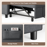 Asofer Sofa Bed Chair, 3 in 1 Convertible Futon Couch, Adjustable Backrest, Breathable and easy to clean, Dark Gray
