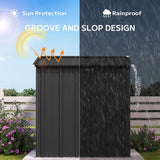 Asofer 6x4 FT Galvanized Steel Storage Shed, Double Lockable Hinged Doors, All-Weather Outdoor Utility Shed, Gray