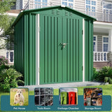Asofer 24.6 Sq.Ft Alloy Steel Garden Shed, Weatherproof Outdoor Utility Shed with Double Lockable Doors, Green